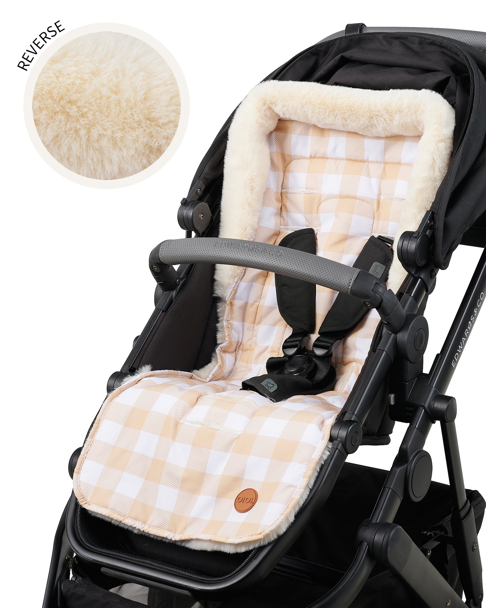 Cozy Fleece Stroller Liner Beige Gingham Bubsmamy