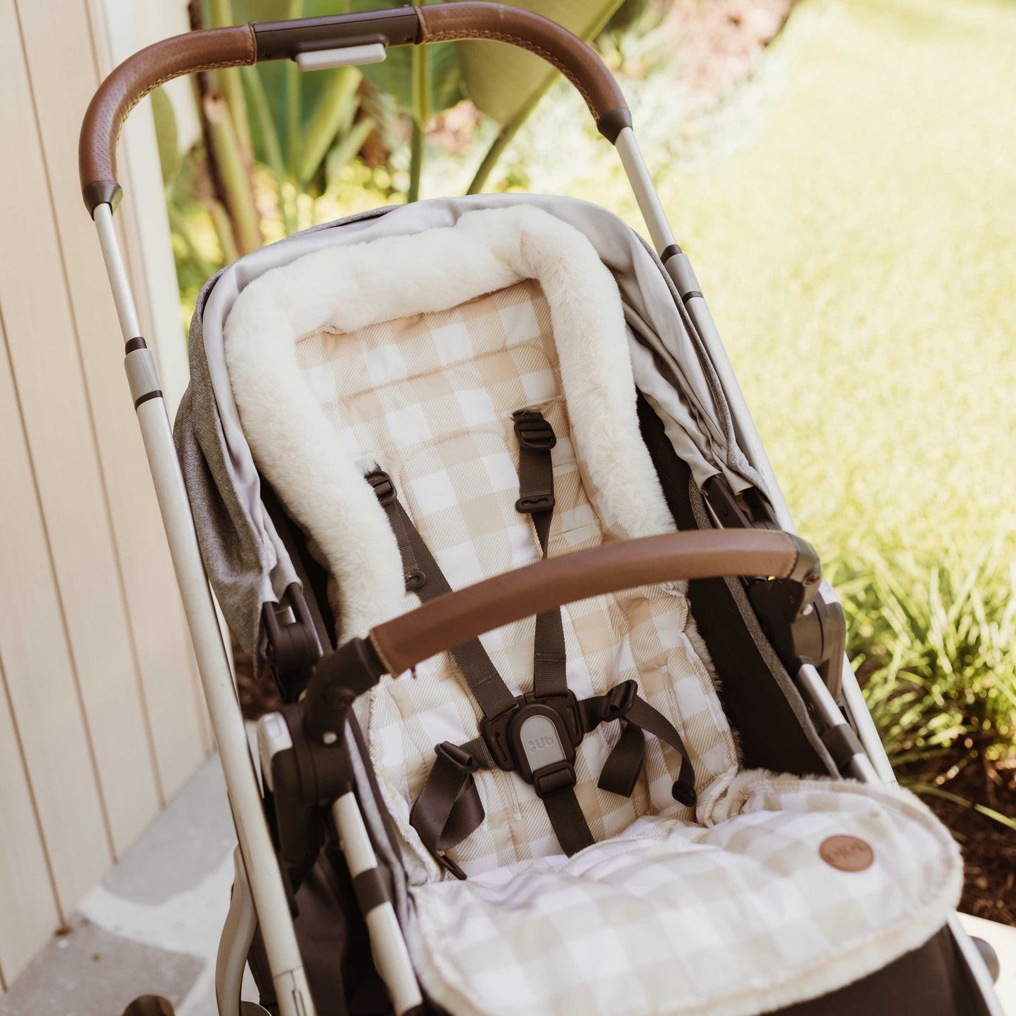 Cozy Fleece Stroller Liner - Beige Gingham