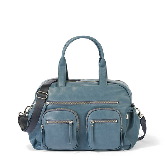 Carry All Diaper Bag - Stone Blue Vegan Leather