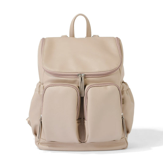 Signature Diaper Backpack - Oat Dimple Vegan Leather