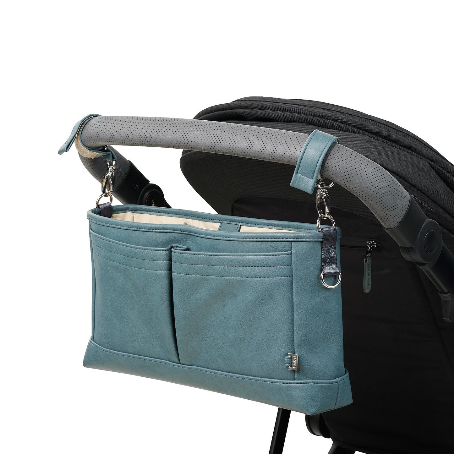 Signature Stroller and Pram Organiser/Caddy - Stone Blue Vegan Leather