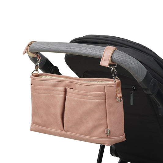 Signature Stroller and Pram Organiser/Caddy - Dusty Rose Vegan Leather