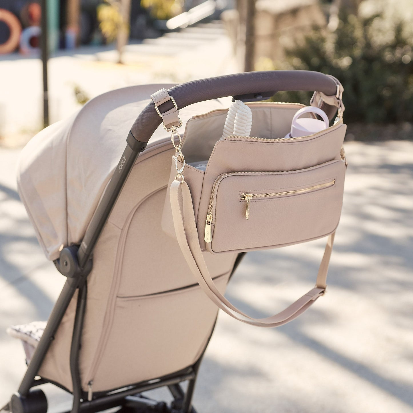 Multitasker Stroller and Pram Organiser/Caddy - Oat Vegan Leather