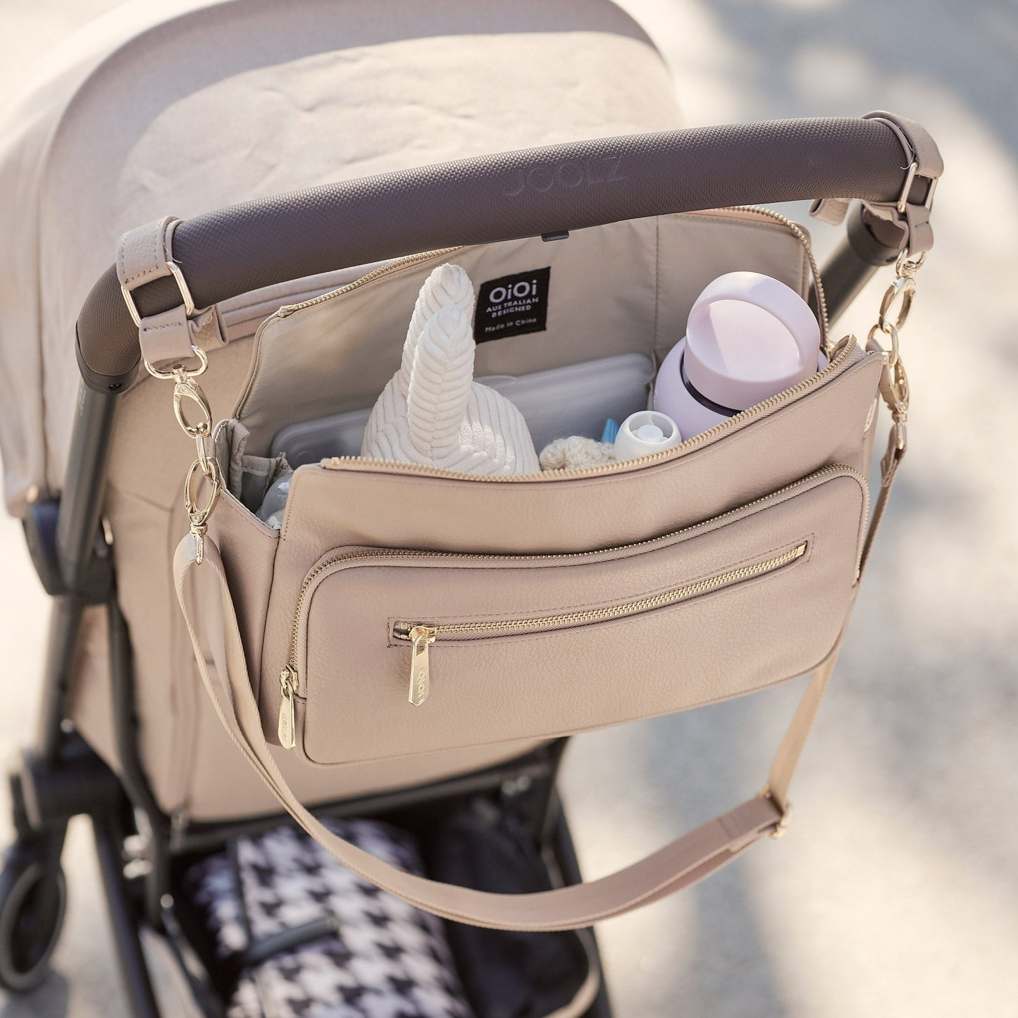 Multitasker Stroller and Pram Organiser/Caddy - Oat Vegan Leather